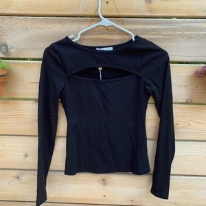 Long Sleeve Cropped Cut Out Shirt